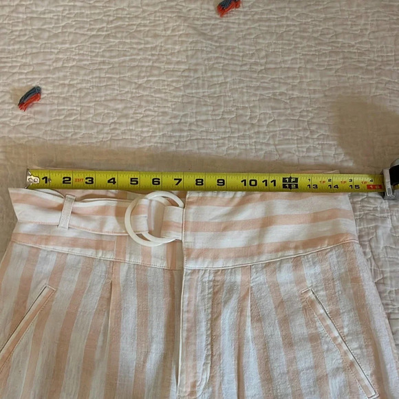 Anthropologie Oasis Pants Striped Belted Linen Pink Size 6 - Picture 4 of 6